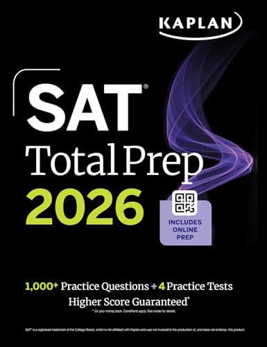 SAT Total Prep 2026: Includes 4 Full Length Practice Tests, 1,100+ Practice Questions + 1 Year Access to Online Quizzes and Video Lessons and Tutorials