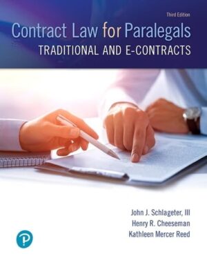 Contract Law for Paralegals Traditional and E-Contracts